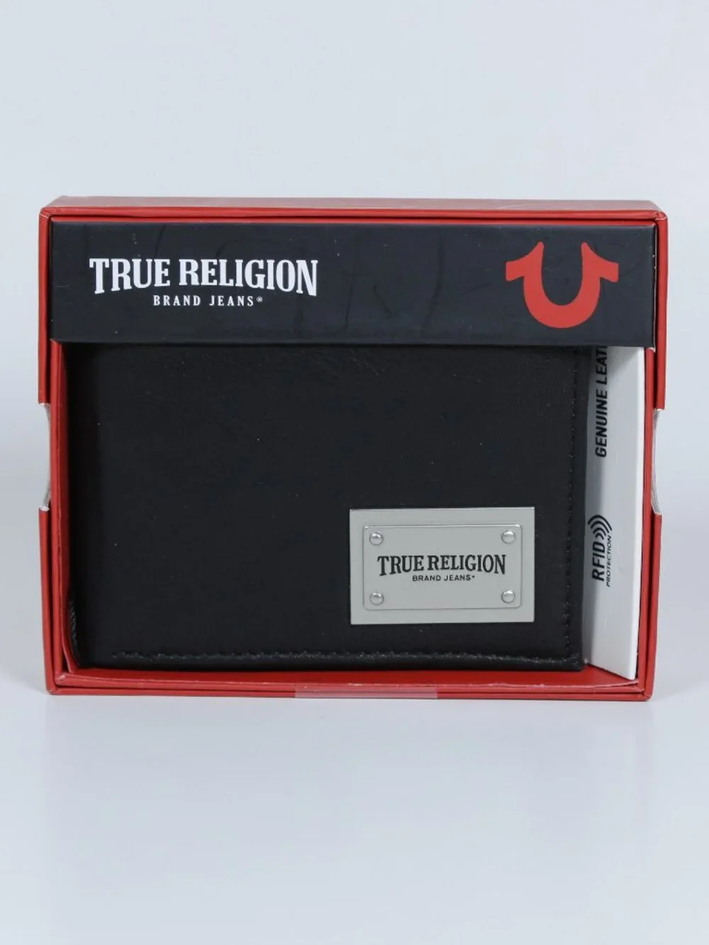 True Religion Original Wallet – Genuine Leather with Silver Plate – New‎ in Box
